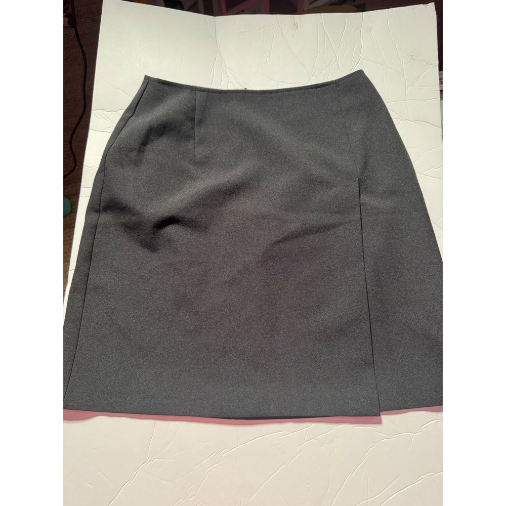 Mandee Black Faux Wrap Mini Skirt Size 6 Side Slit Career Wear Made in USA